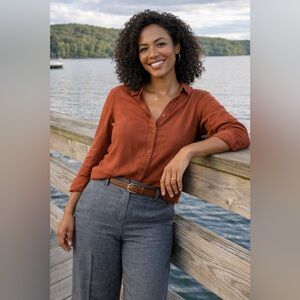 Gap Trouser Jeans | Gray Wash | Petite 8 | Stretch Wide Leg